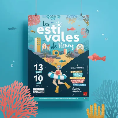 création graphique identité visuelle affiche visuel saison les estivales mairie Fleury-les-aubrais Orléans affiche programme agence de communication