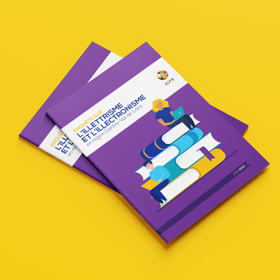 création graphique mise en page brochure gip alfa Centre-Val de Loire illettrisme illectronisme infographies chiffres illustrations agence de communication